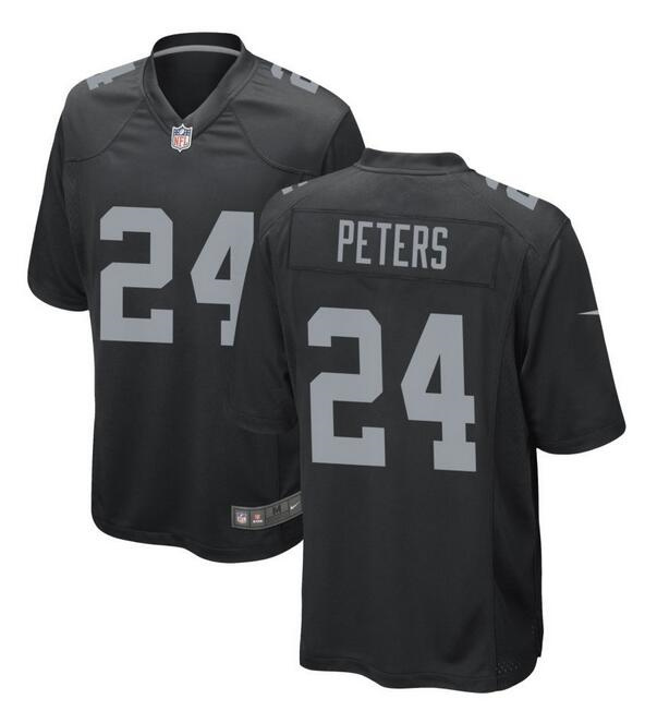 Men's Las Vegas Raiders #24 Marcus Peters Black Stitched Football Game Jersey